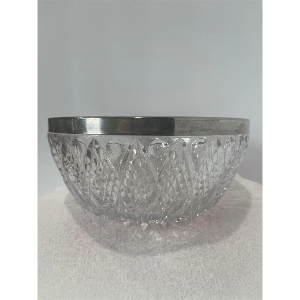 Cottage Core Crystal Bowl with Silver Plate 3.5